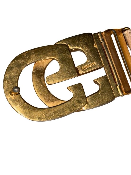 Gucci Leather Belt Double G Buckle Women’s size 80 US 26/4 Italy Vintage main image 8